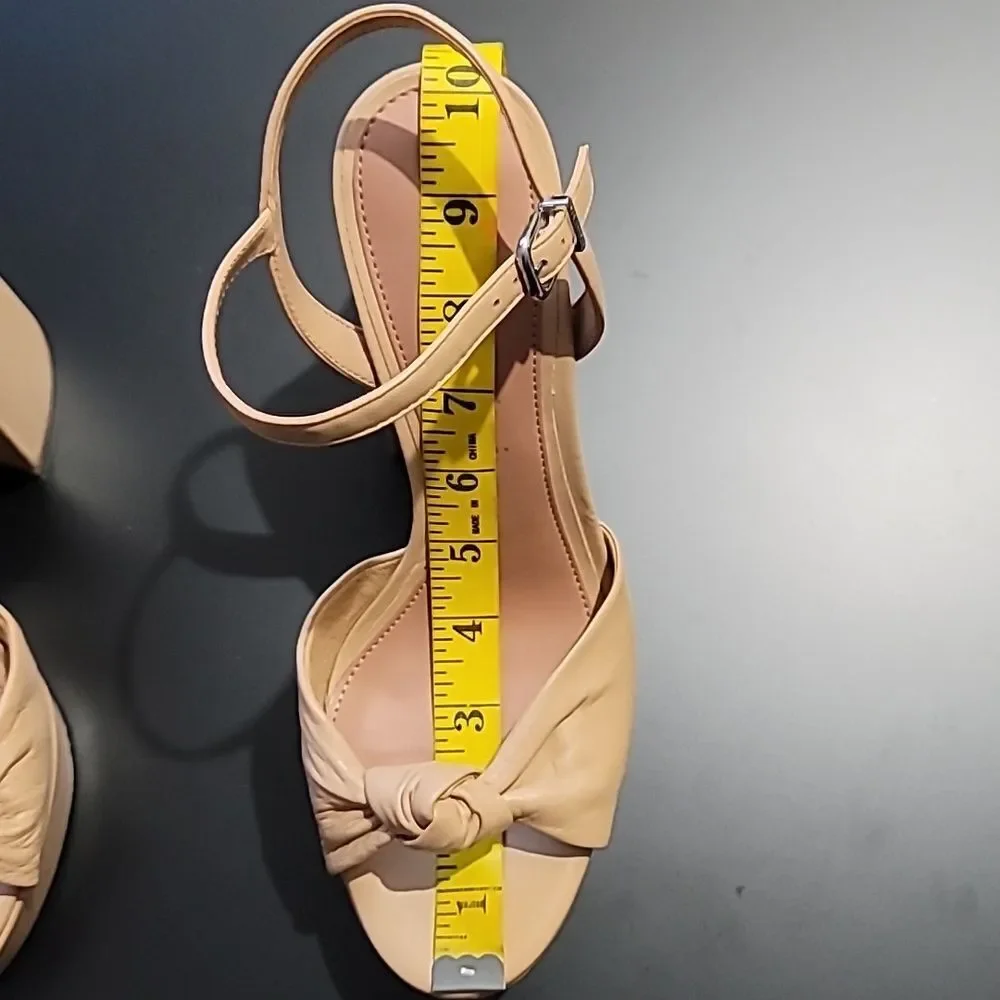 Gianni Bini Hartliye Leather Knot Ankle Strap Platform Dress Sandals Size 9.5M